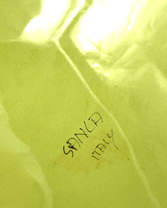 Image 1 of Ensemble de 2 vide-poche en céramique verte de l'ère spatiale, Sicart Italie vers 1970