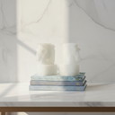 Serre-livres vintage en onyx blanc, tête de cheval