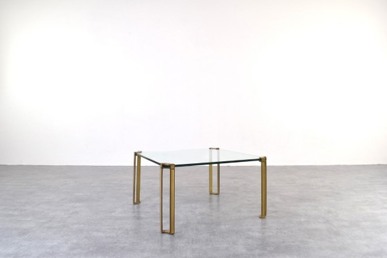Image 1 of Hollywood Regency Brass and Glass Coffee Tables by Peter Ghyczy, 1970s, Set of 2