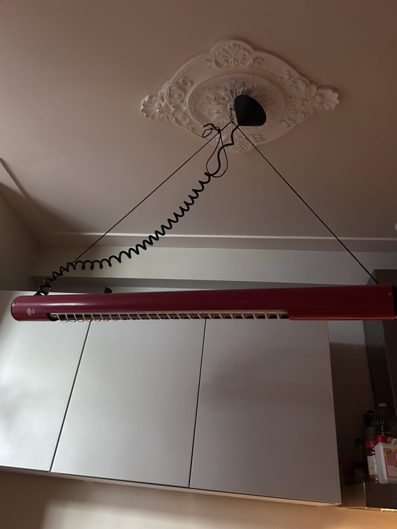 Image 1 of Zeldzame Space Age Hanglamp in Dieprood – Verstelbaar Design uit de Jaren 70