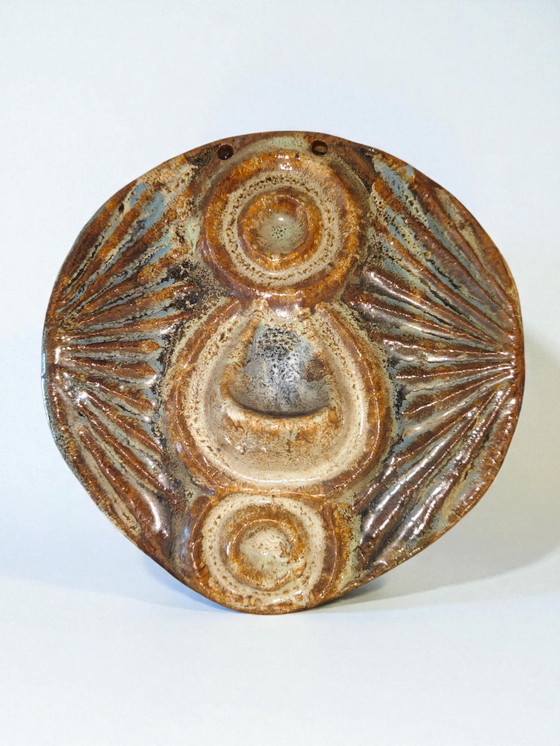 Image 1 of Mirostowice A. Zając Keramik Wandplatte Ø22cm – 1960s Mid Century Modern Polish Glazed Ceramic Wall Art