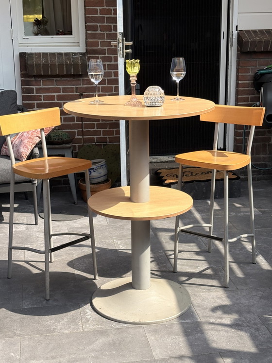 Image 1 of 2 Retro High Tables With 3 Matching Stools