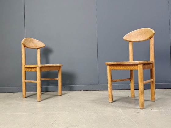 Image 1 of Vintage pine wood dining chairs - 1980s - set of 7