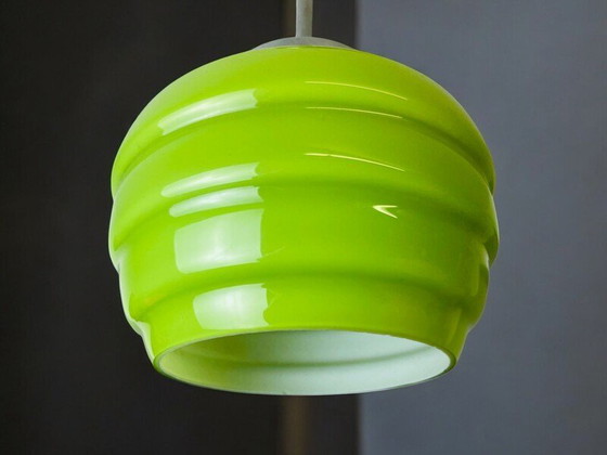 Image 1 of Lampada a sospensione in vetro a nido d'ape verde Art Déco