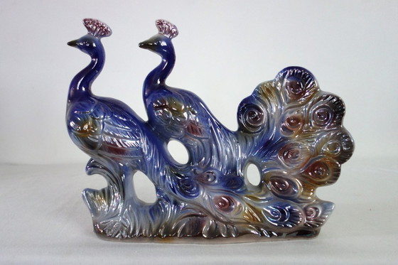 Image 1 of Italian ceramic sculpture of two peacocks, 1960s
