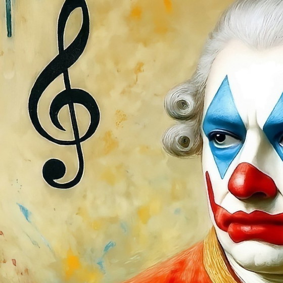 Image 1 of Acrylic painting on canvas "Clownish Mozart" / 80x80 cm