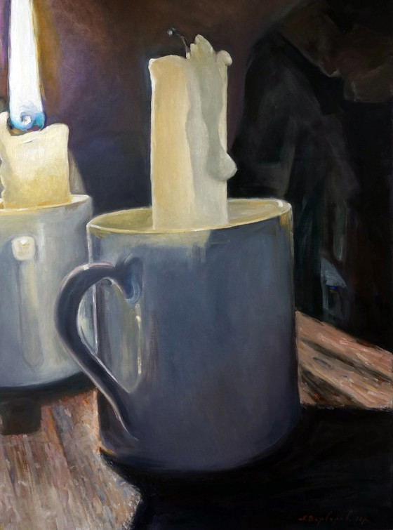 Original Oil Painting Contemporary Art Candle Symbolism Don't Extinguish Yourself – Paintings & Drawings (photo 7 of 7)
