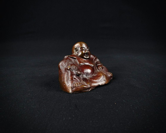 Image 1 of Buda de bronce o Budai de la Fortuna Escultura china de finales del siglo XIX Qing
