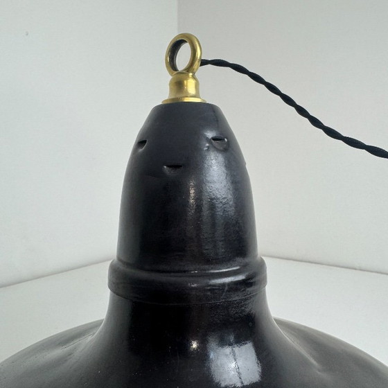 Image 1 of Vintage geëmailleerde industriële werkplaats hanglamp, 40 cm