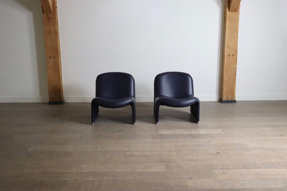 Image 1 of Poltrone Alky Lounge Chair in pelle Indigo di Giancarlo Piretti per Castelli