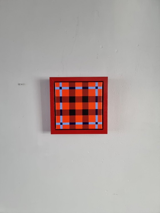 Image 1 of Frances Eckhardt - 24x24 cm handmade graphic artwork check tartan design modern painting no. 6