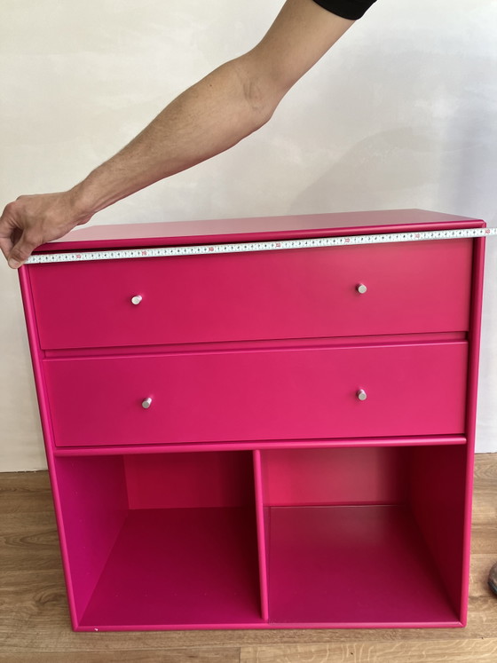 Image 1 of Original Montana Furniture Module with drawers and open compartments in Fuchsia Pink
