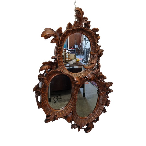 Unique vintage wooden mirror