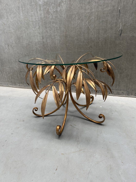 Image 1 of Hans Kögl Side Table Palm Leaves Gold Leaf 1970s