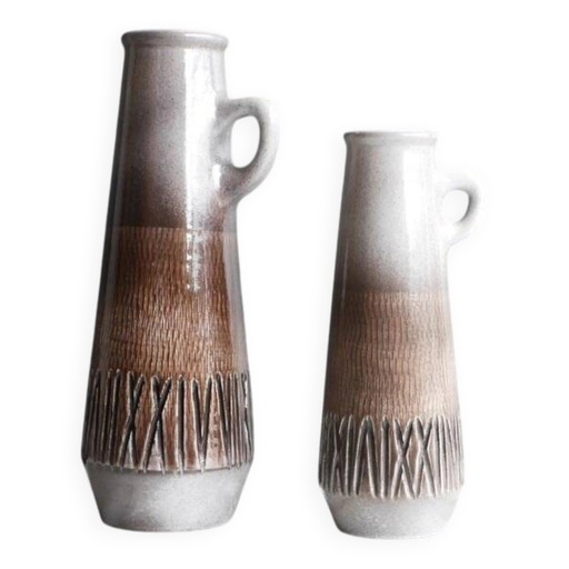 Mid-century modern art ceramic vases by Ingrid Atterberg for Upsala-Ekeby, 1970s, set of 2