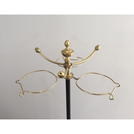 Image 1 of Vintage brass and black lacquered metal coat and hat rack, 1900