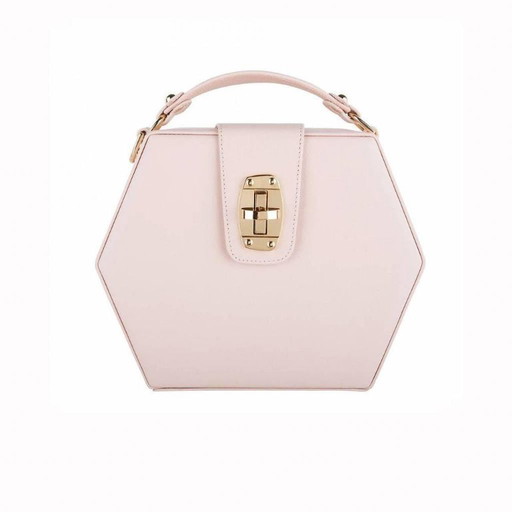 Borsa Charlee di Bordon, in morbida pelle rosa nude.