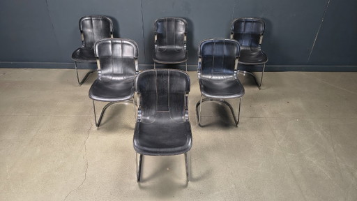 Ensemble de 6 chaises de salle à manger vintage de la marque Cidue, années 1970