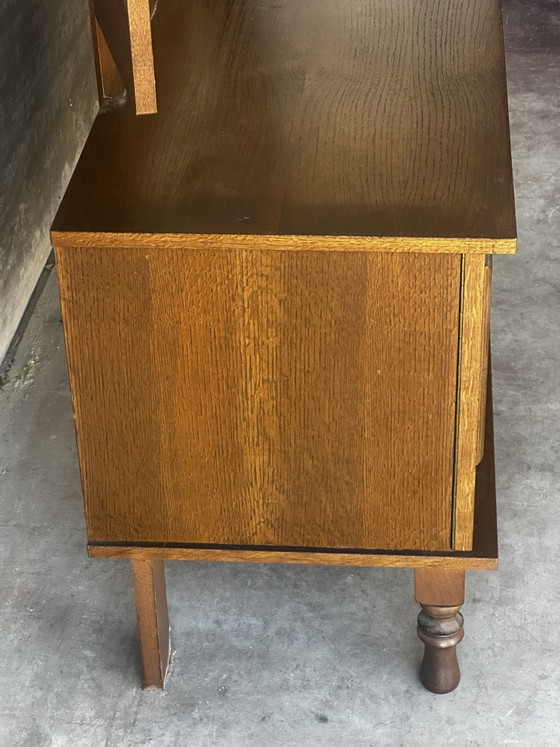 Vintage kaptafel met drieluikspiegel, jaren 50 – Coiffeuse Mid-Century, Ladekasten, Wood, Glass (photo 13 of 15)