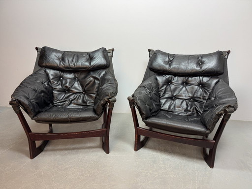 Design Mid-Century, set di 2, sedie a sdraio “Trega” di Tormod Alnæs per Sørlie Møbler, Norvegia, anni '70