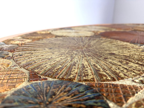 Mid Century Danish Teak And Tile Tue Poulsen Coffee Table By Haslev, 1960s, Ceramic, Wood, Beige (photo 2 of 14)