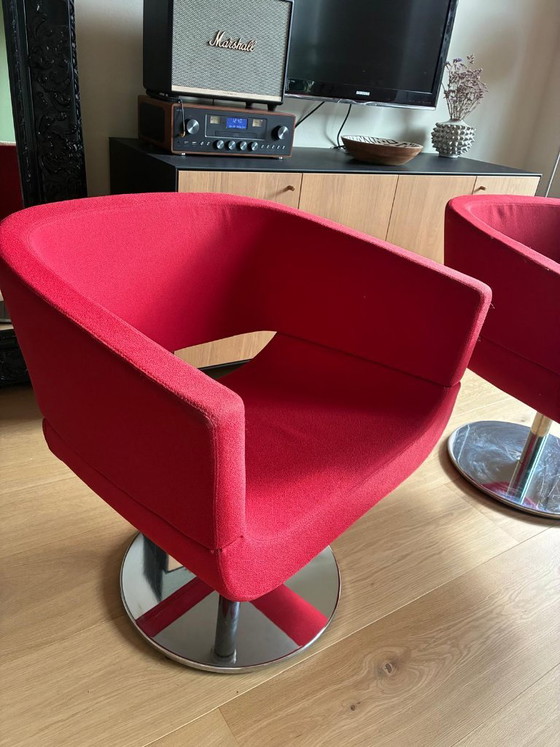2x Allermuir A820 Calypso extreme swivel armchairs, Swivel chairs, Textile, Wool, Red (photo 17 of 17)