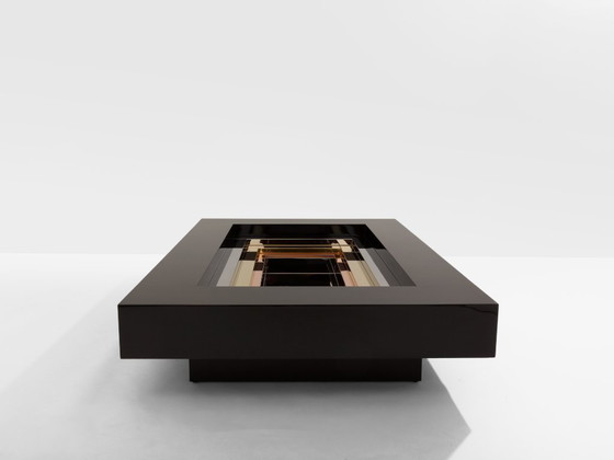 Image 1 of Alain Delon per Maison Jansen tavolino da caffè in ottone cromato laccato 1972