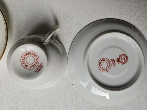 Ch. Field Haviland Limoges Porcelain Coffee Set – Gold Thread (25 Pieces)