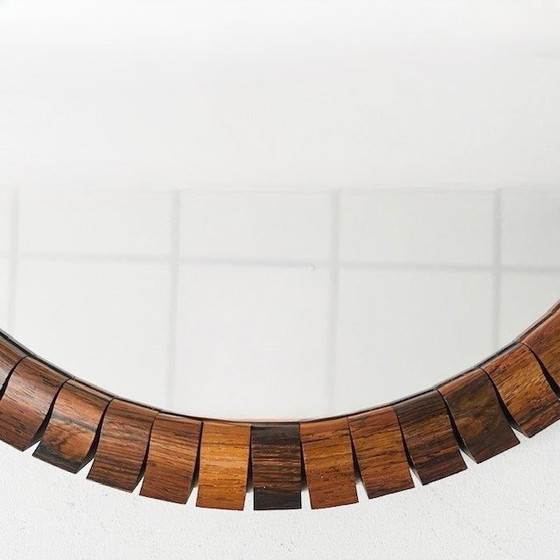 Image 1 of Specchio rotondo in teak di design danese di metà secolo, anni '60