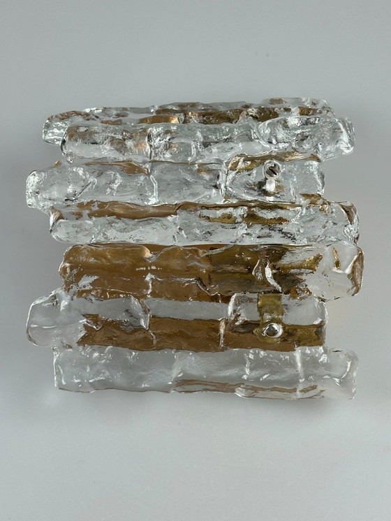 Image 1 of 60s 70s ice glass wall lamp Aplique de J.T. Kalmar Austria Design