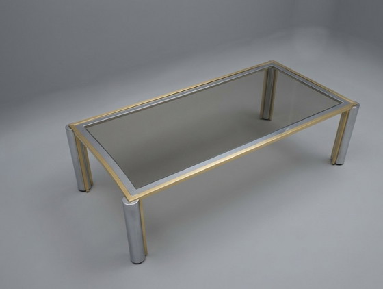 Image 1 of Tavolino da caffè vintage Belgo Chrome in cromo e vetro fumé