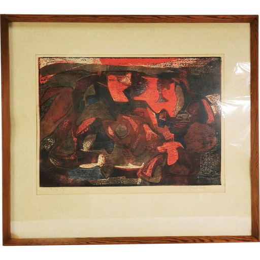 Vintage-Gemälde "Komposition" von Helle Thorborg, Dänemark 1967