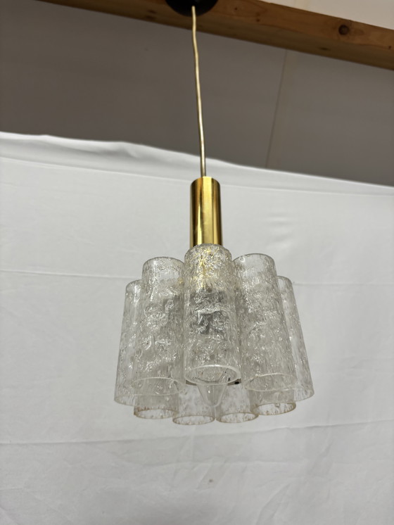 Image 1 of Vintage Doria Leuchten hanging lamp, ice glass tubes '60s/'70s