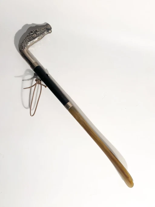 Gucci Shoehorn with Silver-Plated Metal Horse Head, Leather and Resin, 80s – decoratieve objecten, Vintage