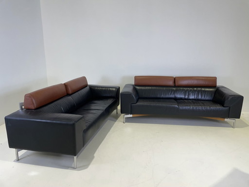 1x Leolux Patachou leren 3-zitsdesignbank.