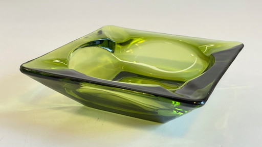 Geometrischer Glasaschenbecher Vintage Grün