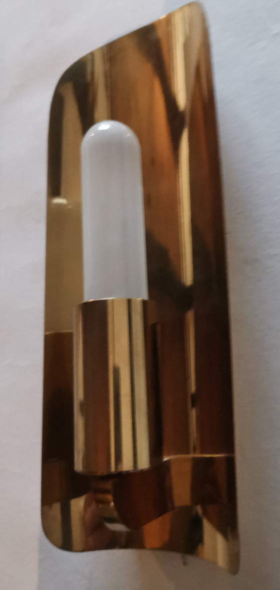 Image 1 of Set di lampade da parete in stile Hollywood Regency, metà secolo, anni '70, ottone dorato