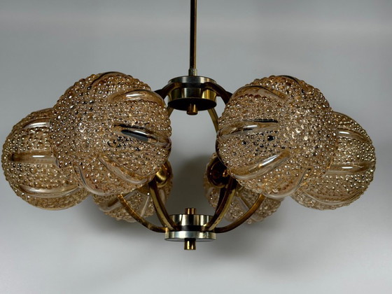 Image 1 of Lámpara de araña Sputnik de 6 luces, años 60/70, diseño de cristal Kaiser Leuchten