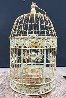Klassischer Vogelkäfig aus Metall, Dekorative Objekte, Grün, Vintage (Foto 2 von 8)