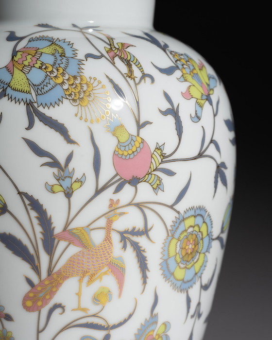 Image 1 of Rosenthal Classic Rose Vase & Matching Decorated Plate Multicolour Flora & Gold 