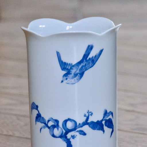 Royal Limoges porcelain vase with a blue bird
