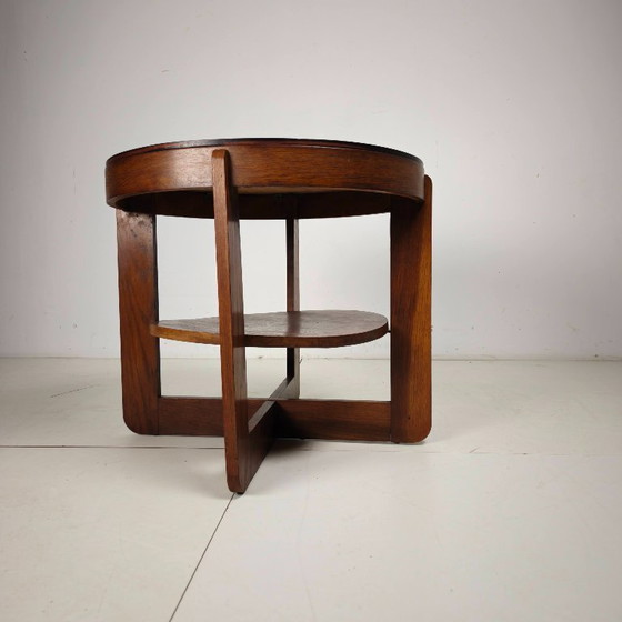 Amsterdamse School eikenhouten bijzettafel met vierkant motief, Nederland, circa 1925 – Wood (photo 4 of 8)