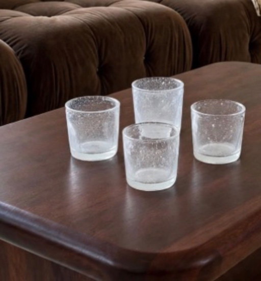Set of 4 White Bubble Glass Glasses