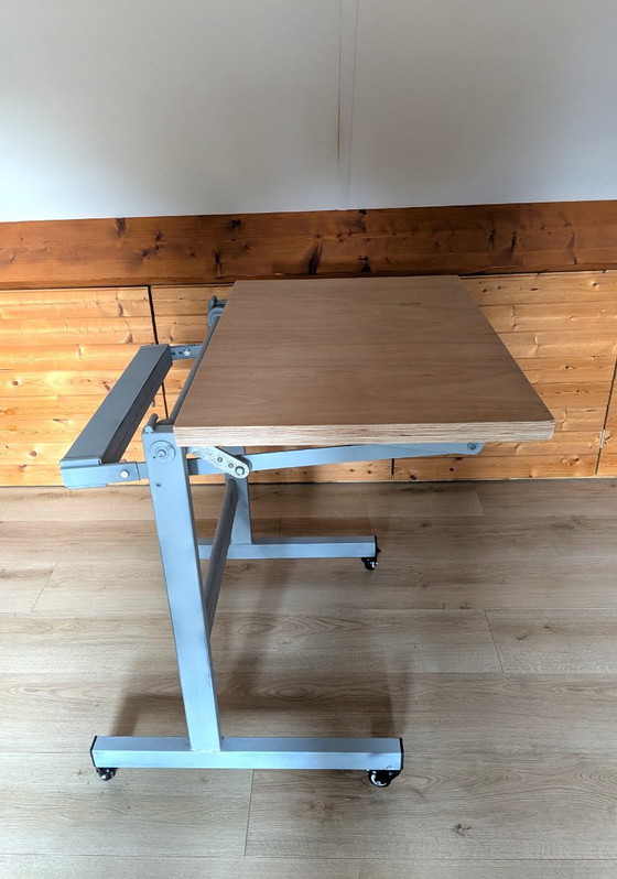 Drawing/Studio Table, Height Adjustable and Mobile with Brake, Side tables, Wood, Metal, Black (photo 3 of 20)