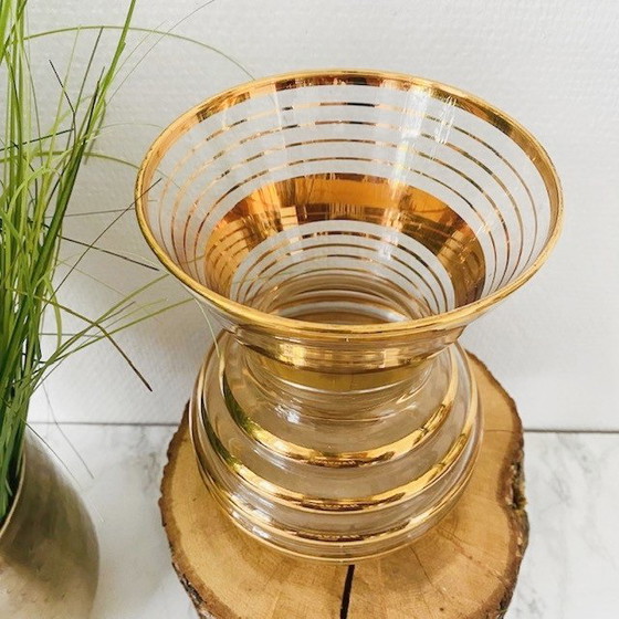 Image 1 of Art Déco Booms in vetro Il vaso rupel oro dorato anni '30