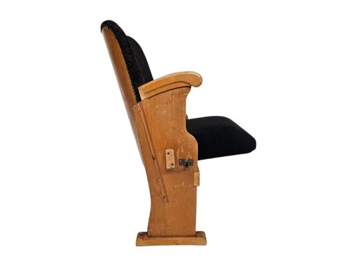 Butaca de cine - Sillón de teatro - madera - tela - años 50