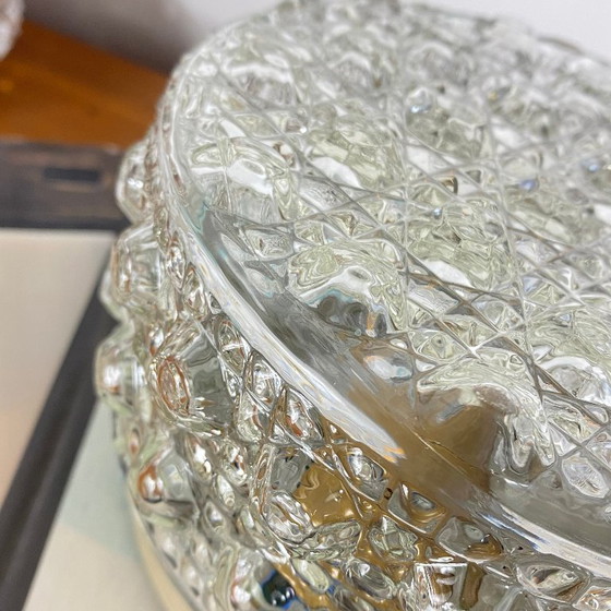 Small round glass wall/ceiling light with a diamond point design, vintage 1970s-1980s – Wall lights (photo 6 of 9)