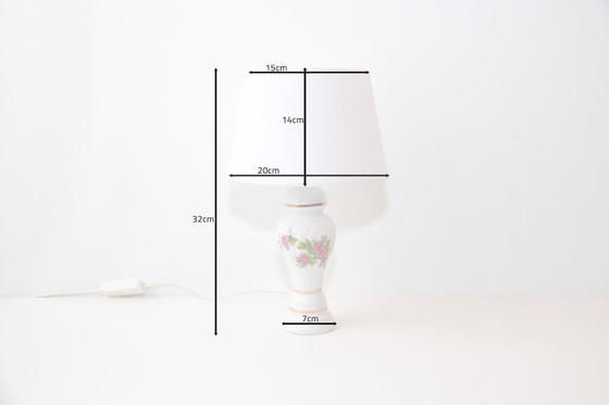 Image 1 of Porcelain table lamp, hand-painted, 1980s vintage