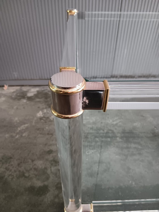 Image 1 of Hollywood Regency side table in plexiglass and glass 1970s