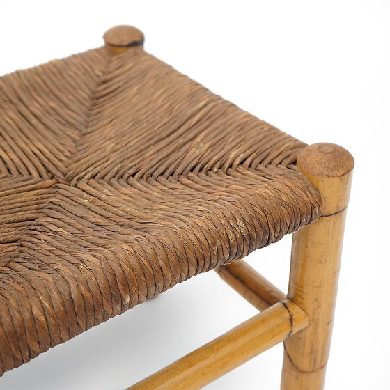 Image 1 of Par de taburetes de ratán y paja tejida, años 60